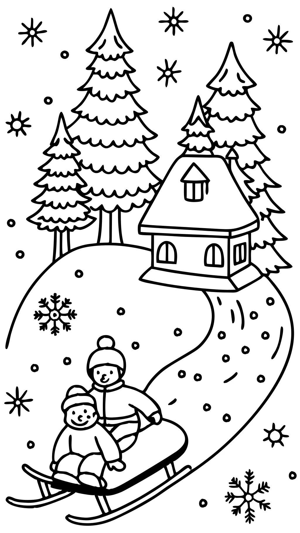 coloring pages sledding